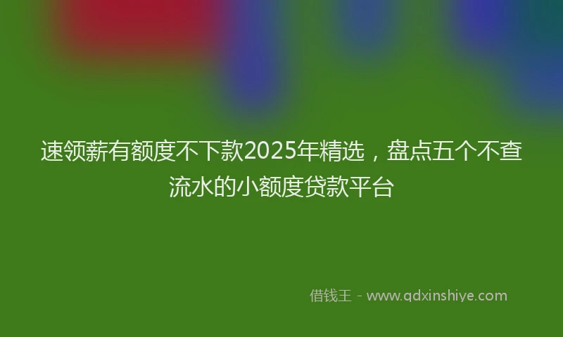 速领薪有额度不下款2025年精选，盘点五个不查流水的小额度贷款平台