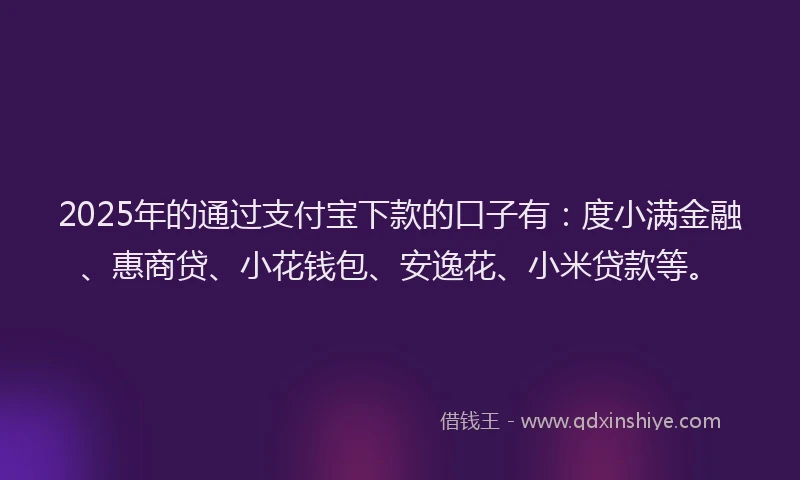 2025年的通过支付宝下款的口子有：度小满金融、惠商贷、小花钱包、安逸花、小米贷款等。