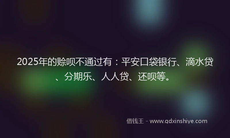 2025年的赊呗不通过有：平安口袋银行、滴水贷、分期乐、人人贷、还呗等。