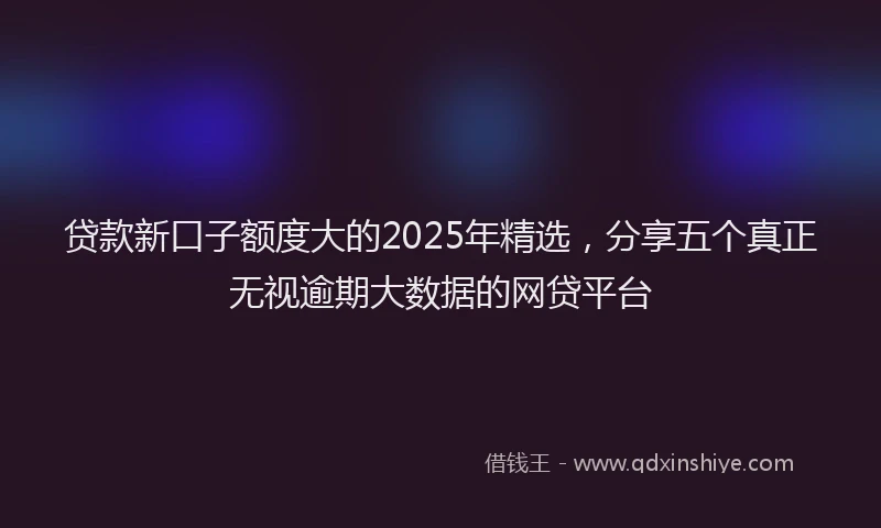 贷款新口子额度大的2025年精选，分享五个真正无视逾期大数据的网贷平台