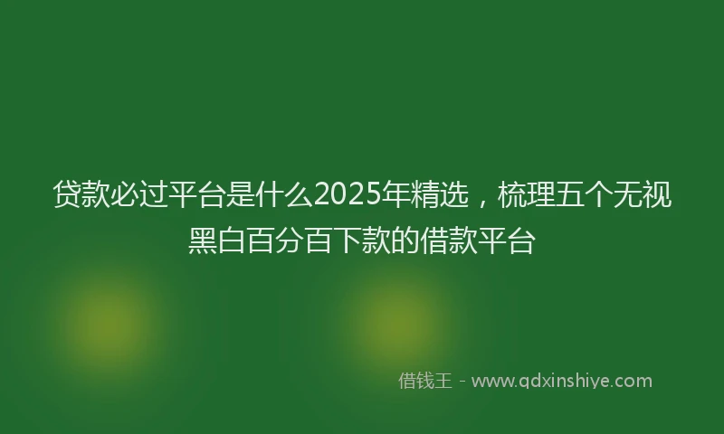 贷款必过平台是什么2025年精选，梳理五个无视黑白百分百下款的借款平台