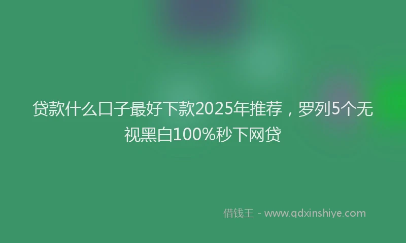 贷款什么口子最好下款2025年推荐，罗列5个无视黑白100%秒下网贷