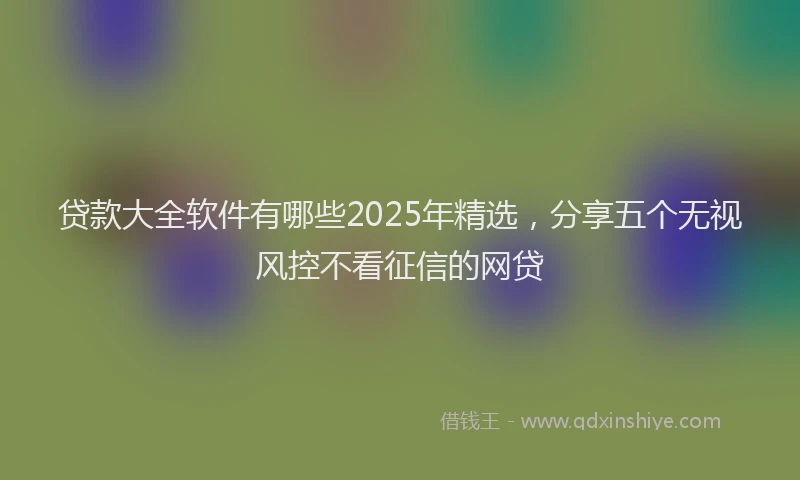 贷款大全软件有哪些2025年精选，分享五个无视风控不看征信的网贷