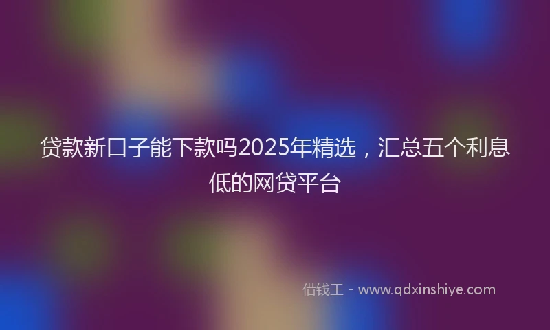 贷款新口子能下款吗2025年精选，汇总五个利息低的网贷平台