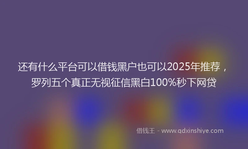 还有什么平台可以借钱黑户也可以2025年推荐，罗列五个真正无视征信黑白100%秒下网贷