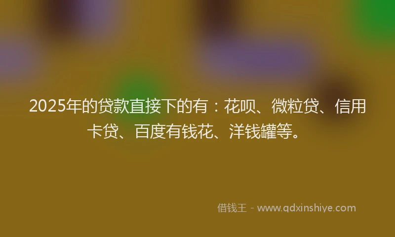 2025年的贷款直接下的有：花呗、微粒贷、信用卡贷、百度有钱花、洋钱罐等。