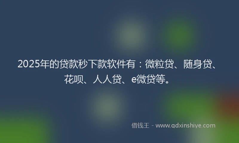 2025年的贷款秒下款软件有：微粒贷、随身贷、花呗、人人贷、e微贷等。