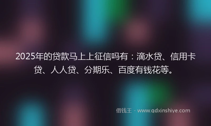 2025年的贷款马上上征信吗有：滴水贷、信用卡贷、人人贷、分期乐、百度有钱花等。