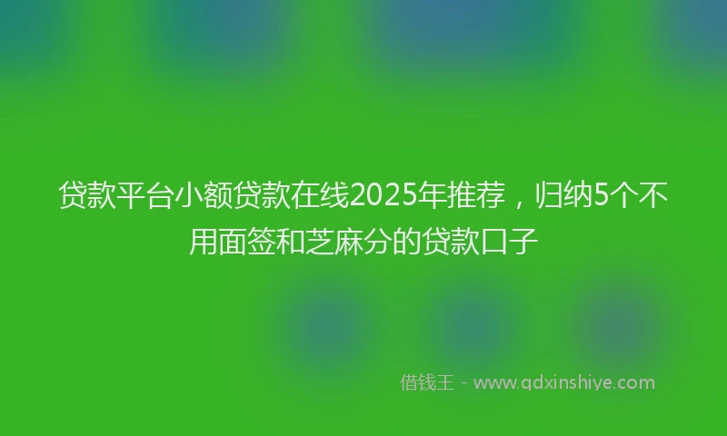 贷款平台小额贷款在线2025年推荐，归纳5个不用面签和芝麻分的贷款口子