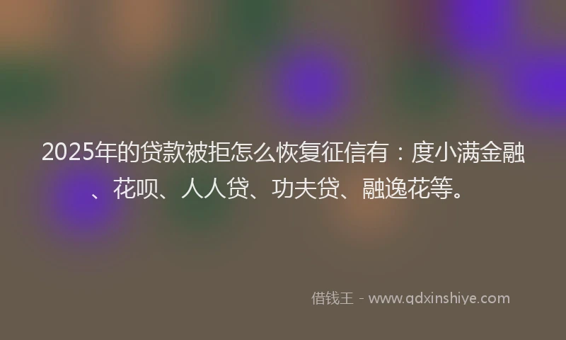 2025年的贷款被拒怎么恢复征信有：度小满金融、花呗、人人贷、功夫贷、融逸花等。