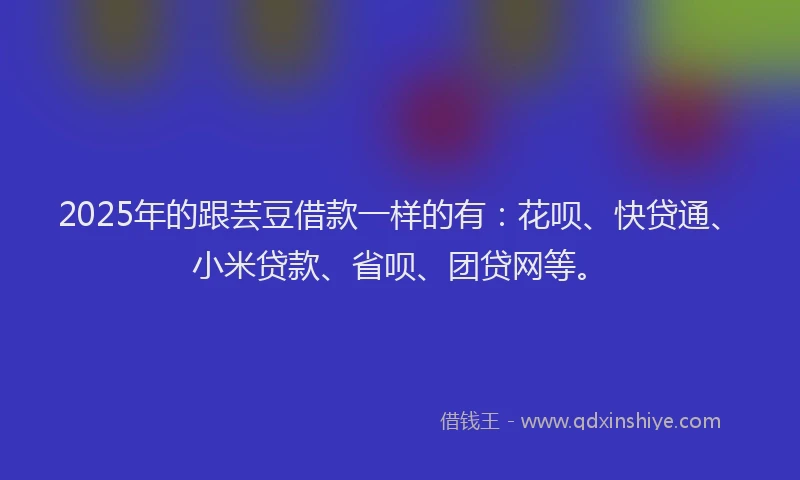 2025年的跟芸豆借款一样的有：花呗、快贷通、小米贷款、省呗、团贷网等。