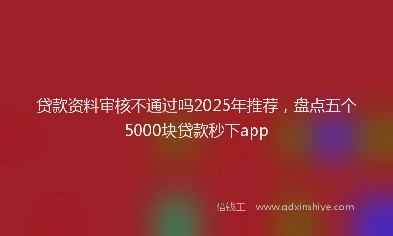 贷款资料审核不通过吗2025年推荐，盘点五个5000块贷款秒下app