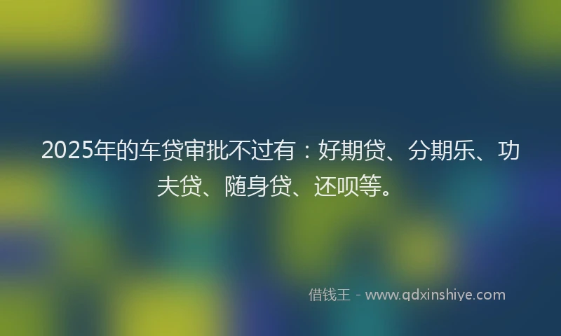 2025年的车贷审批不过有：好期贷、分期乐、功夫贷、随身贷、还呗等。