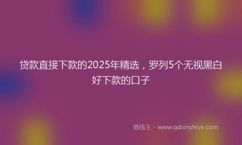 贷款直接下款的2025年精选，罗列5个无视黑白好下款的口子