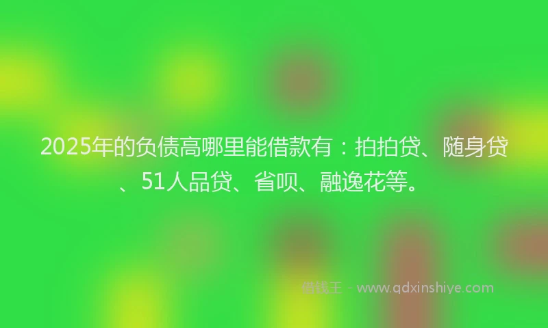 2025年的负债高哪里能借款有：拍拍贷、随身贷、51人品贷、省呗、融逸花等。