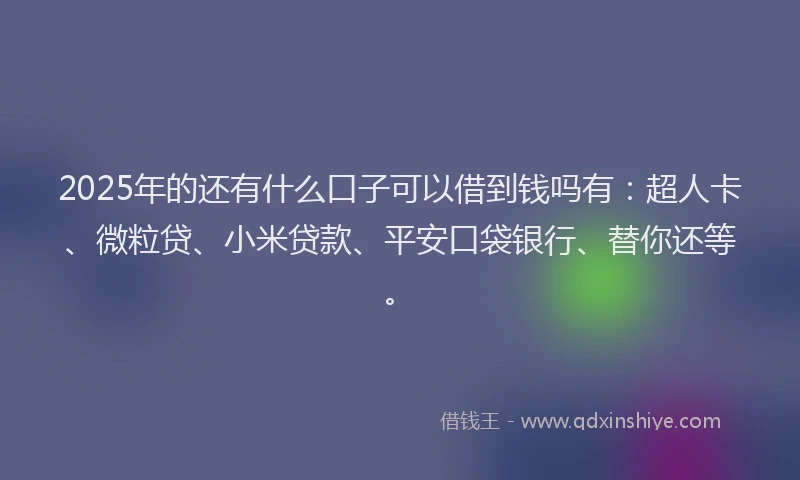 2025年的还有什么口子可以借到钱吗有：超人卡、微粒贷、小米贷款、平安口袋银行、替你还等。