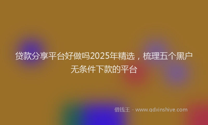 贷款分享平台好做吗2025年精选，梳理五个黑户无条件下款的平台