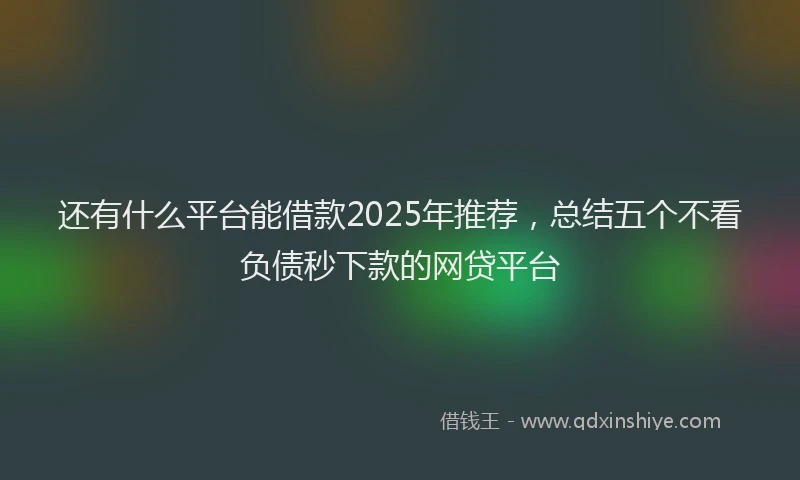 还有什么平台能借款2025年推荐，总结五个不看负债秒下款的网贷平台
