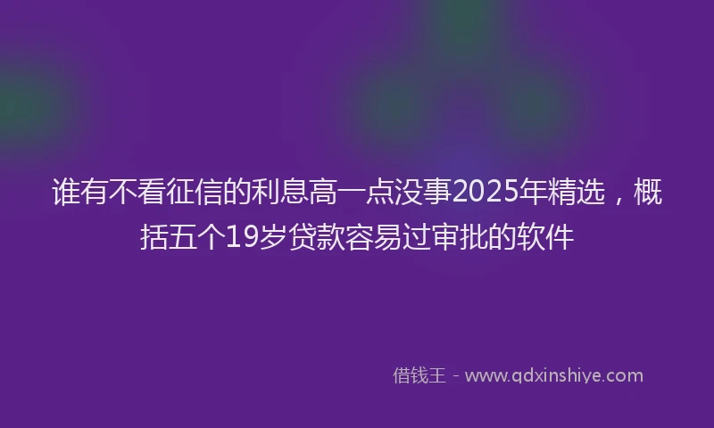 谁有不看征信的利息高一点没事2025年精选，概括五个19岁贷款容易过审批的软件