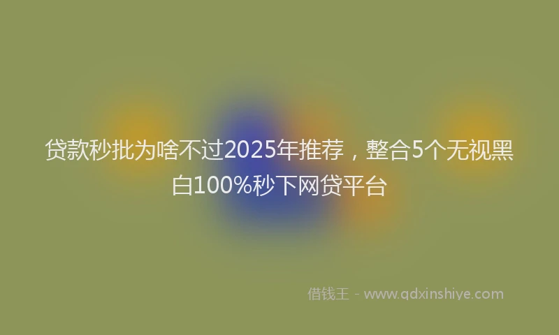 贷款秒批为啥不过2025年推荐，整合5个无视黑白100%秒下网贷平台