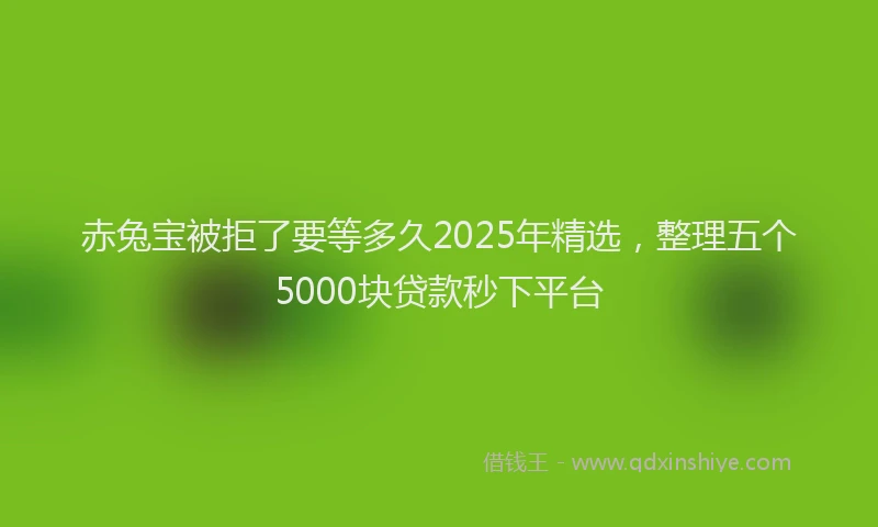 赤兔宝被拒了要等多久2025年精选，整理五个5000块贷款秒下平台