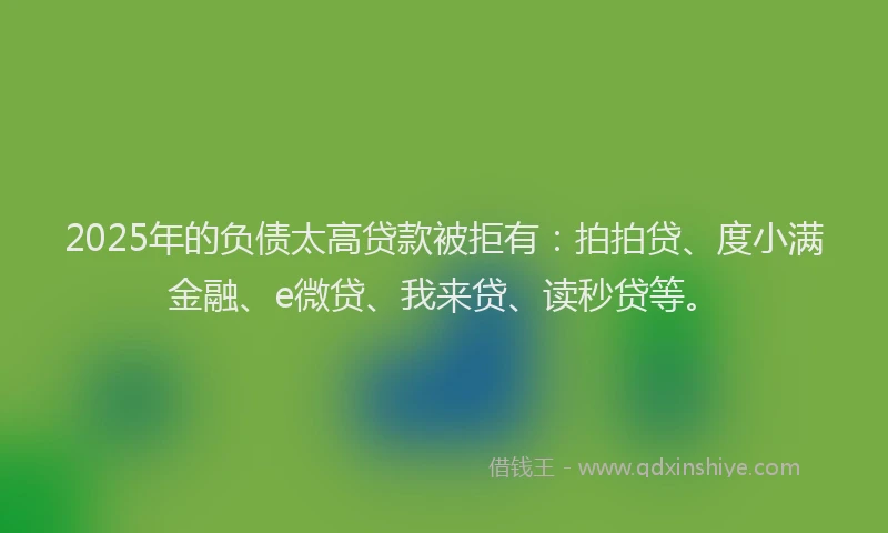 2025年的负债太高贷款被拒有：拍拍贷、度小满金融、e微贷、我来贷、读秒贷等。