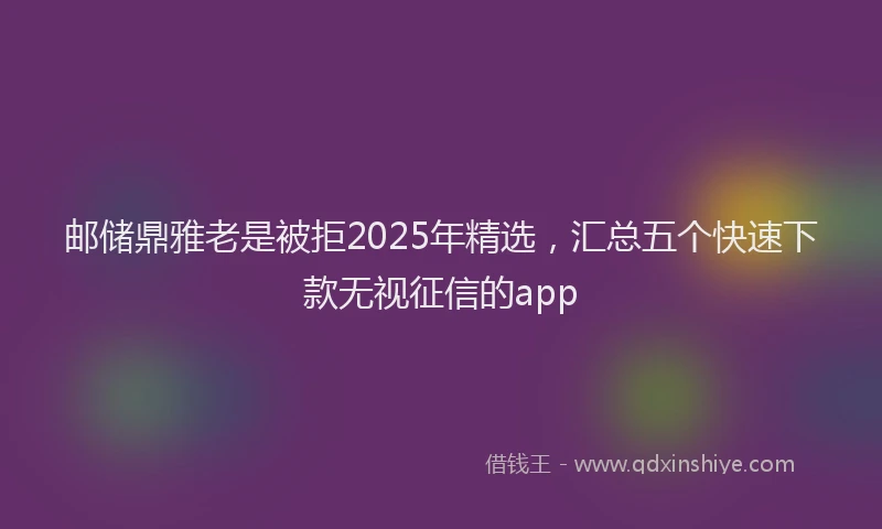 邮储鼎雅老是被拒2025年精选，汇总五个快速下款无视征信的app