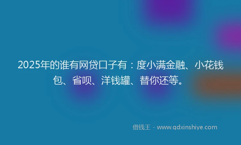 2025年的谁有网贷口子有：度小满金融、小花钱包、省呗、洋钱罐、替你还等。