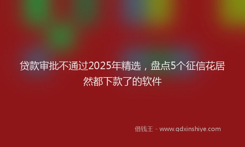 贷款审批不通过2025年精选，盘点5个征信花居然都下款了的软件