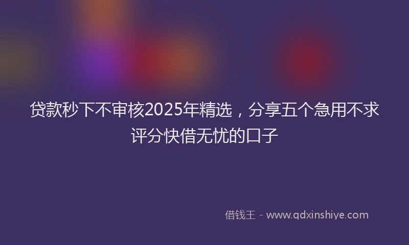贷款秒下不审核2025年精选，分享五个急用不求评分快借无忧的口子