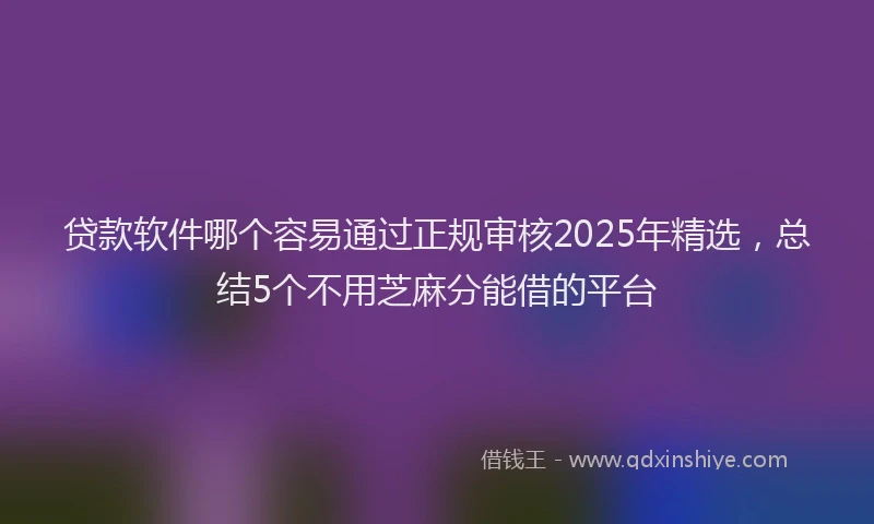 贷款软件哪个容易通过正规审核2025年精选，总结5个不用芝麻分能借的平台