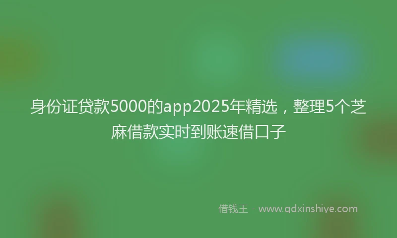 身份证贷款5000的app2025年精选，整理5个芝麻借款实时到账速借口子