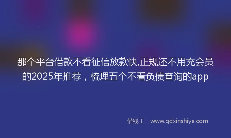 那个平台借款不看征信放款快,正规还不用充会员的2025年推荐，梳理五个不看负债查询的app