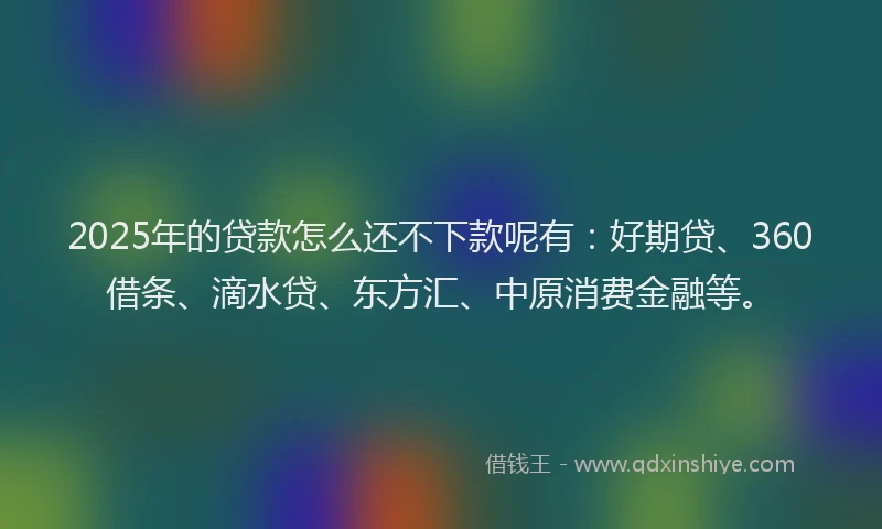 2025年的贷款怎么还不下款呢有：好期贷、360借条、滴水贷、东方汇、中原消费金融等。