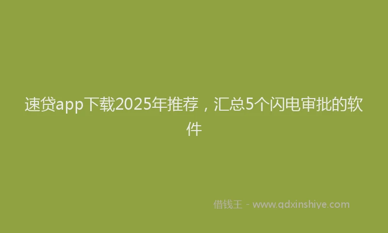 速贷app下载2025年推荐，汇总5个闪电审批的软件