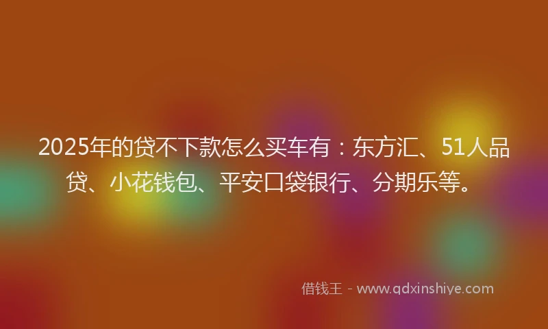 2025年的贷不下款怎么买车有：东方汇、51人品贷、小花钱包、平安口袋银行、分期乐等。