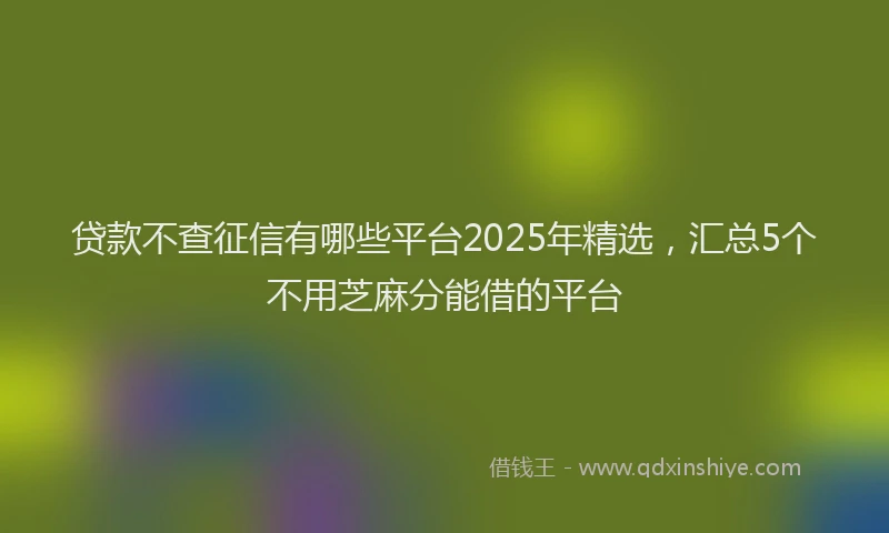贷款不查征信有哪些平台2025年精选，汇总5个不用芝麻分能借的平台