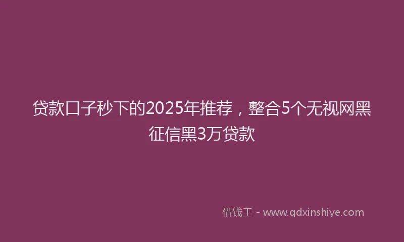 贷款口子秒下的2025年推荐，整合5个无视网黑征信黑3万贷款