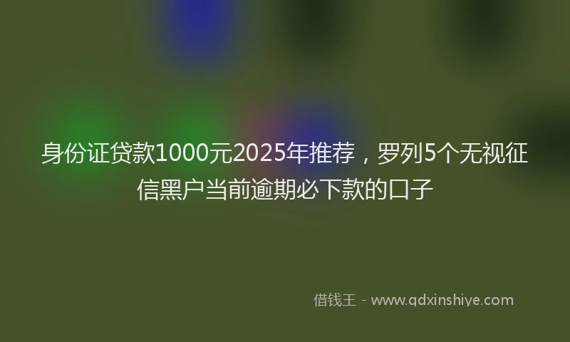 身份证贷款1000元2025年推荐，罗列5个无视征信黑户当前逾期必下款的口子