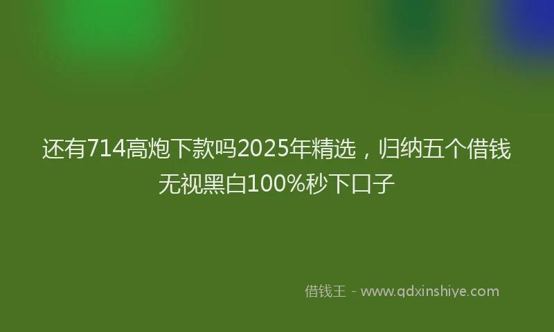 还有714高炮下款吗2025年精选，归纳五个借钱无视黑白100%秒下口子
