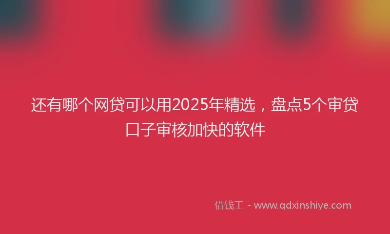 还有哪个网贷可以用2025年精选，盘点5个审贷口子审核加快的软件