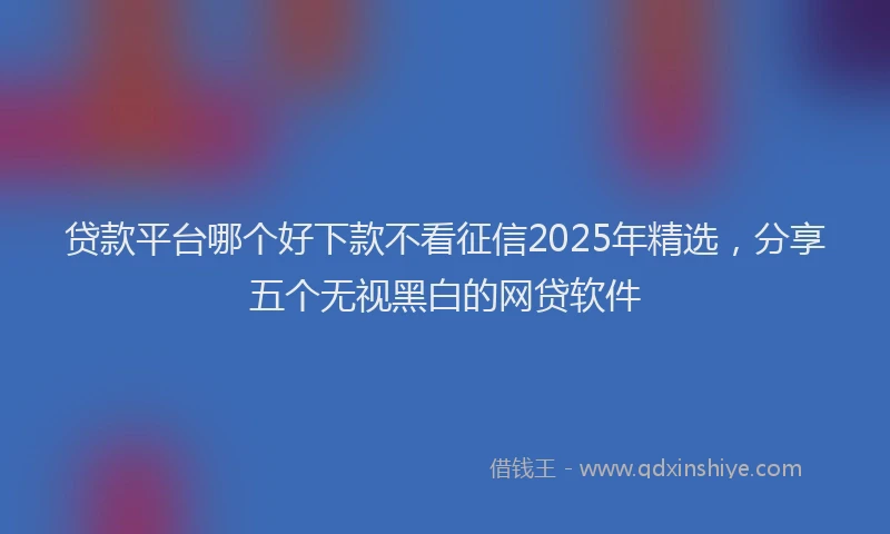 贷款平台哪个好下款不看征信2025年精选，分享五个无视黑白的网贷软件