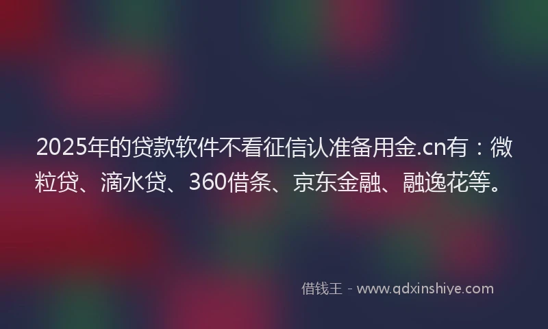 2025年的贷款软件不看征信认准备用金.cn有：微粒贷、滴水贷、360借条、京东金融、融逸花等。