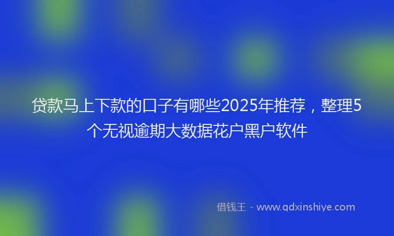 贷款马上下款的口子有哪些2025年推荐，整理5个无视逾期大数据花户黑户软件
