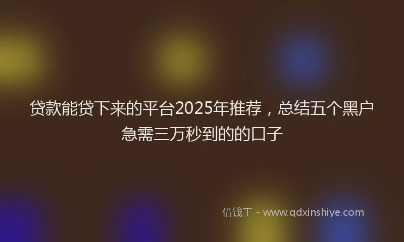贷款能贷下来的平台2025年推荐，总结五个黑户急需三万秒到的的口子