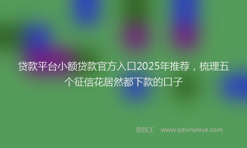 贷款平台小额贷款官方入口2025年推荐，梳理五个征信花居然都下款的口子