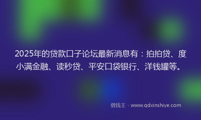 2025年的贷款口子论坛最新消息有：拍拍贷、度小满金融、读秒贷、平安口袋银行、洋钱罐等。