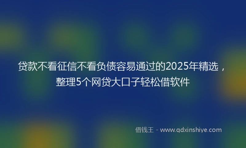 贷款不看征信不看负债容易通过的2025年精选，整理5个网贷大口子轻松借软件
