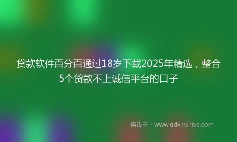 贷款软件百分百通过18岁下载2025年精选，整合5个贷款不上诚信平台的口子