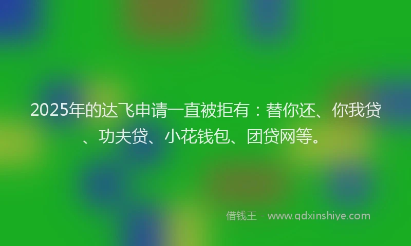 2025年的达飞申请一直被拒有：替你还、你我贷、功夫贷、小花钱包、团贷网等。